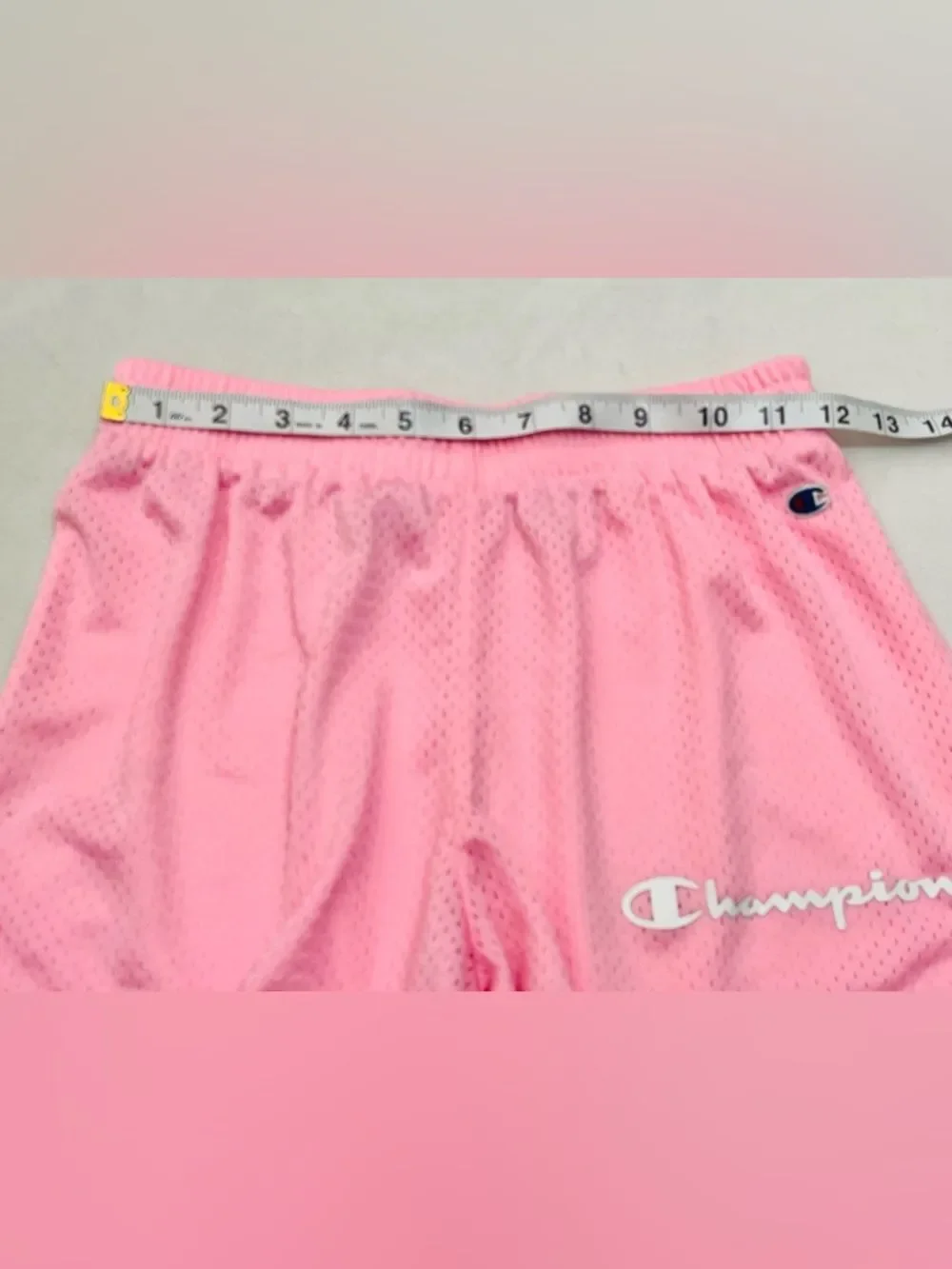 Champion Pink Vibrant Mesh Authentic Athletic Shorts w Script Logo Girls Sz XL